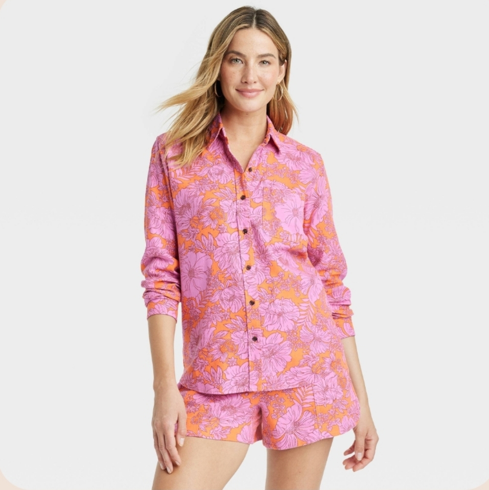 Universal Thread Linen Long Sleeve Collared Button-Down Shirt NWT - Picture 4 of 4